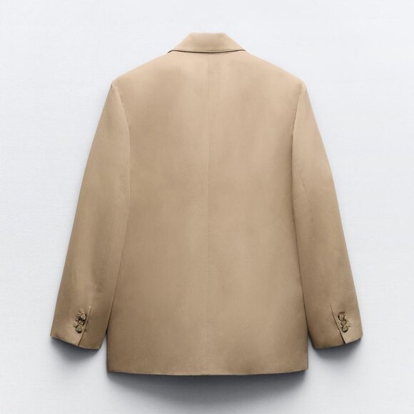ZARA Topstitched Oversized Blazer In Taupe Brown NWT SZ M - Picture 7 of 10